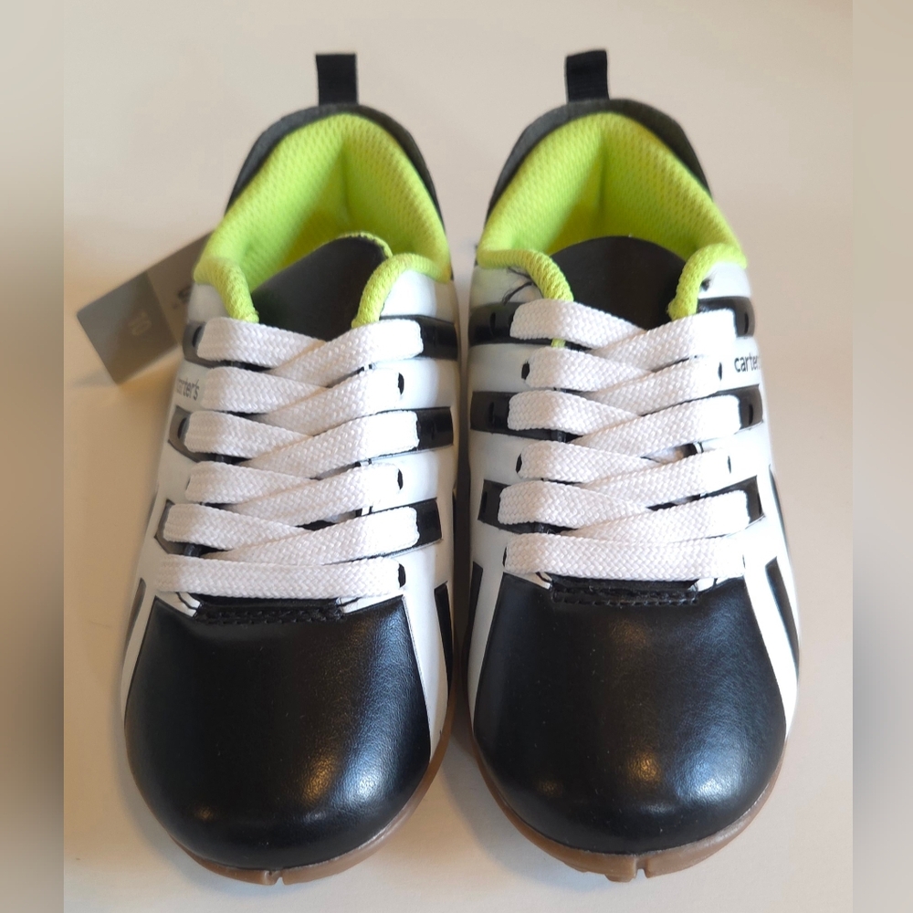 Carter's White and Black Kids Sneakers with Neon Highlights